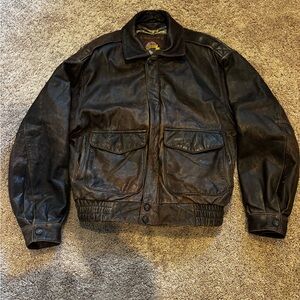 Wilson Distressed Leather Bomber Jacket in Brown